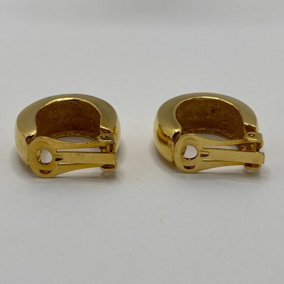 Chunky Gold Tone Hoop Vintage Costume Clip-on Earrings - Picture 8 of 9